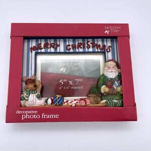Holiday Time Merry Christmas Santa Reindeer Decorative 3D Photo Frame New in Box